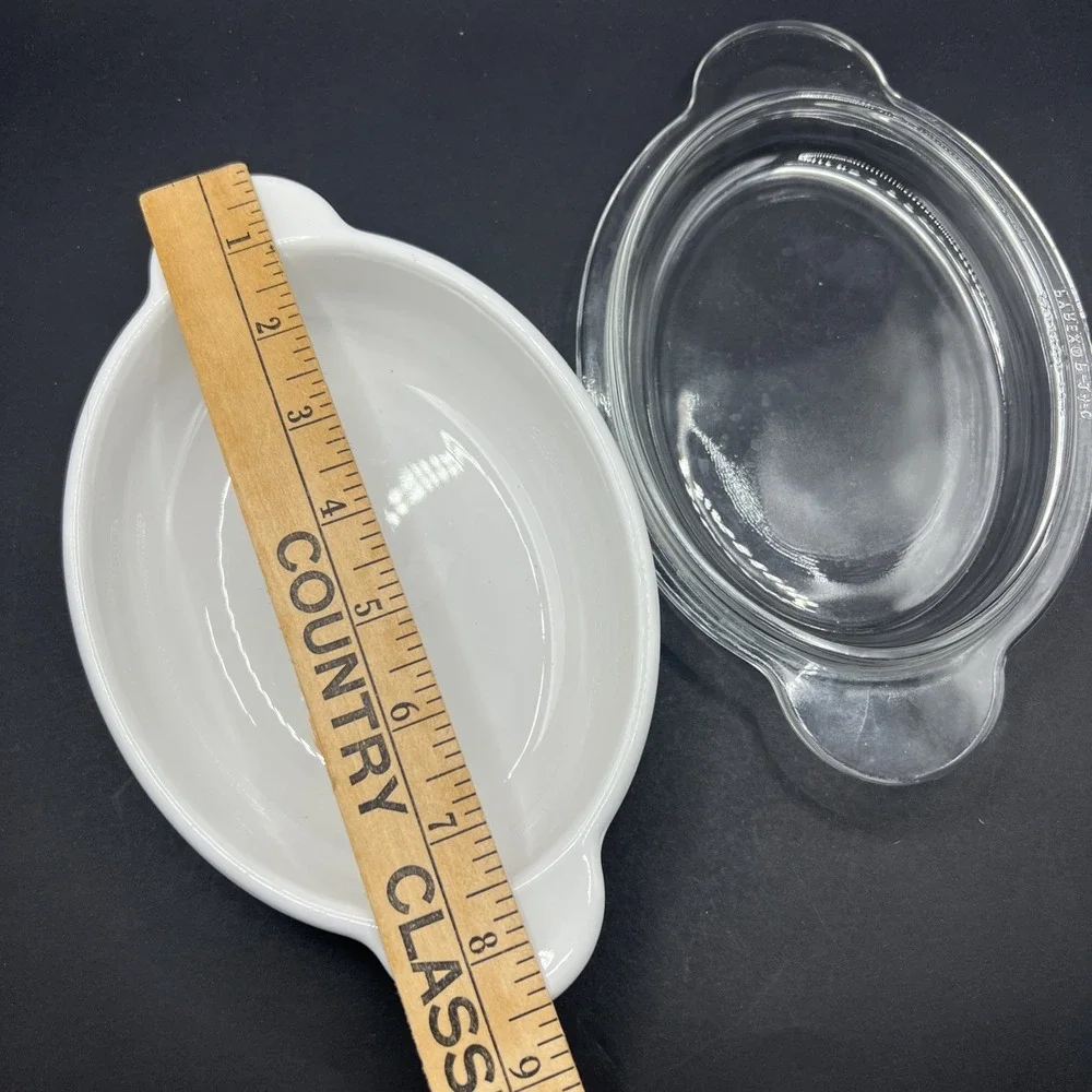 CORNING WARE  P-14-B  14 OZ. ‎ WHITE CASSEROLE DISH W/ CLEAR GLASS LID P-14-C